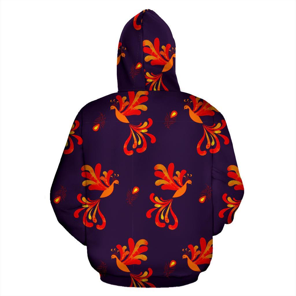 Phoenix Print Pattern Men Women Pullover Hoodie-grizzshop