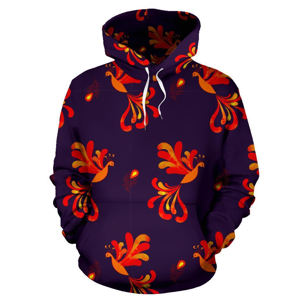 Phoenix Print Pattern Men Women Pullover Hoodie-grizzshop