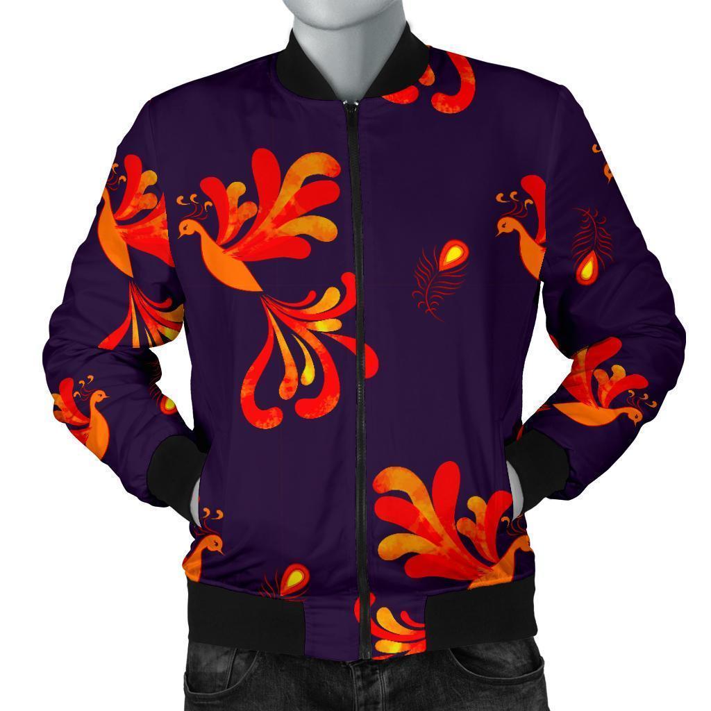 Phoenix Print Pattern Men's Bomber Jacket-grizzshop