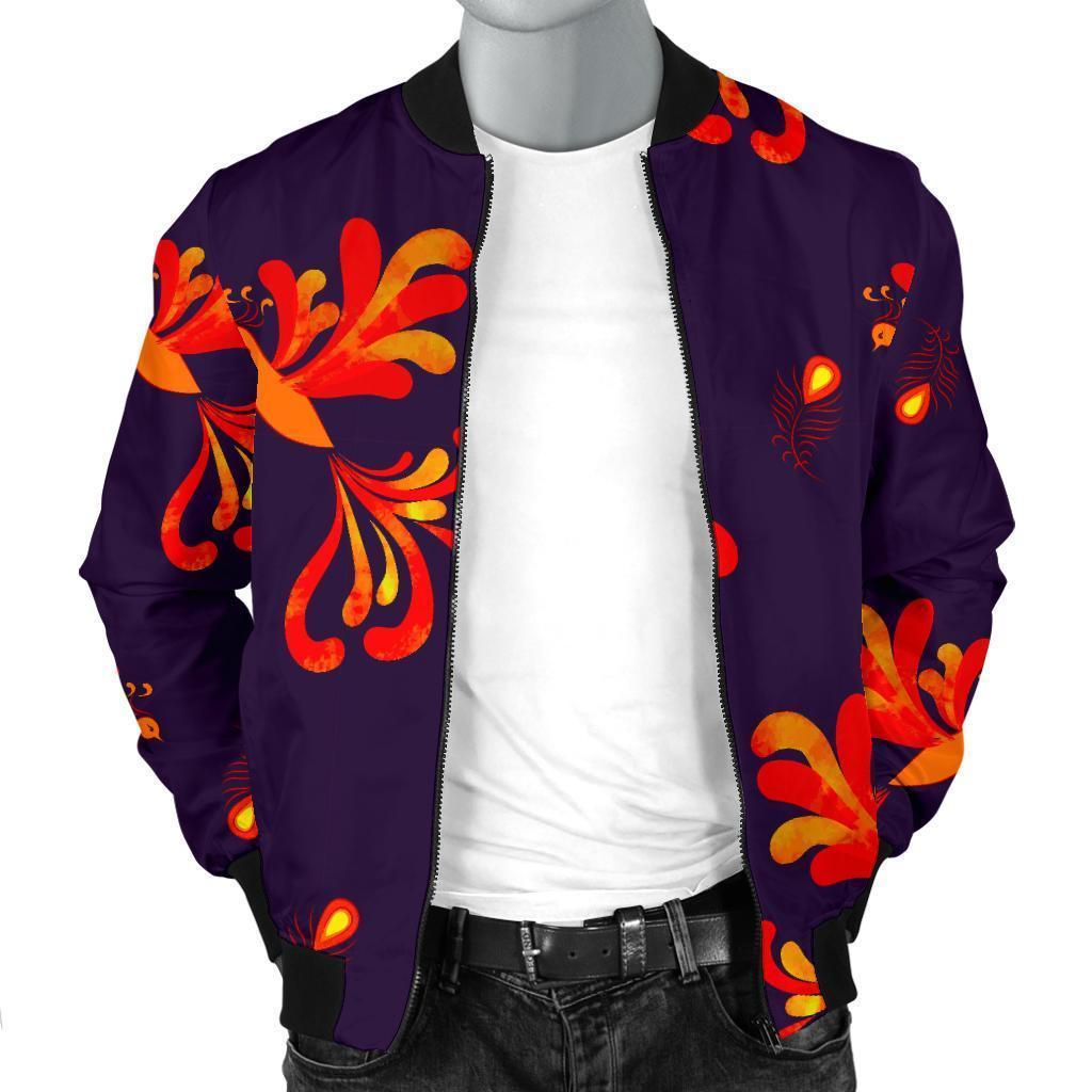 Phoenix Print Pattern Men's Bomber Jacket-grizzshop