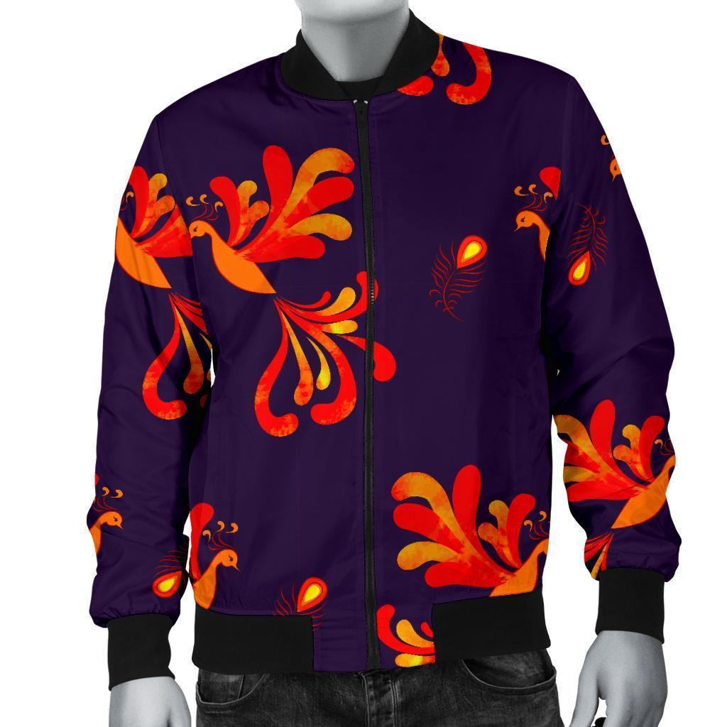 Phoenix Print Pattern Men's Bomber Jacket-grizzshop