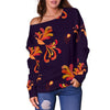 Phoenix Print Pattern Women Off Shoulder Sweatshirt-grizzshop