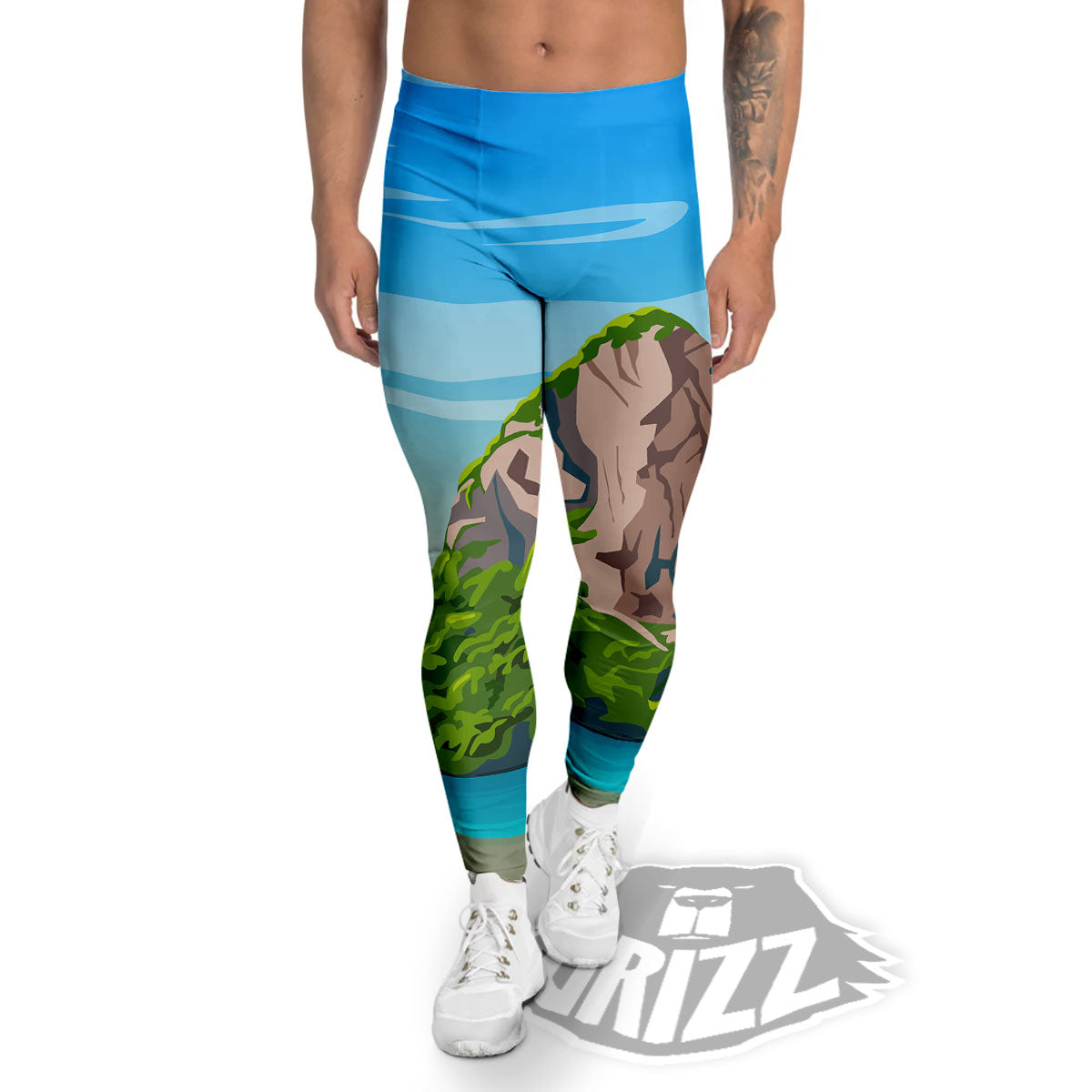 Phuket Thailand Cartoon Print Men's Leggings-grizzshop