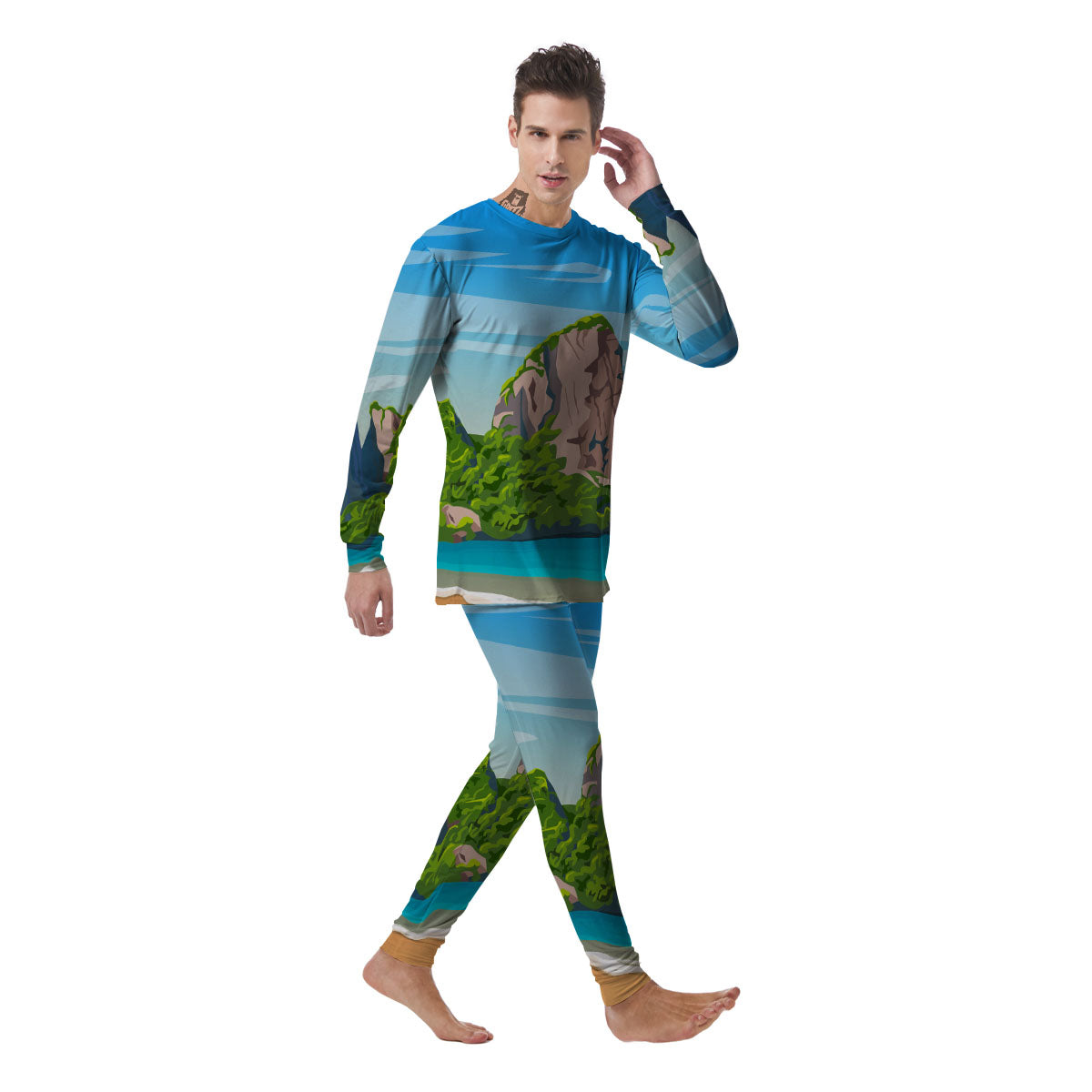 Phuket Thailand Cartoon Print Men's Pajamas-grizzshop