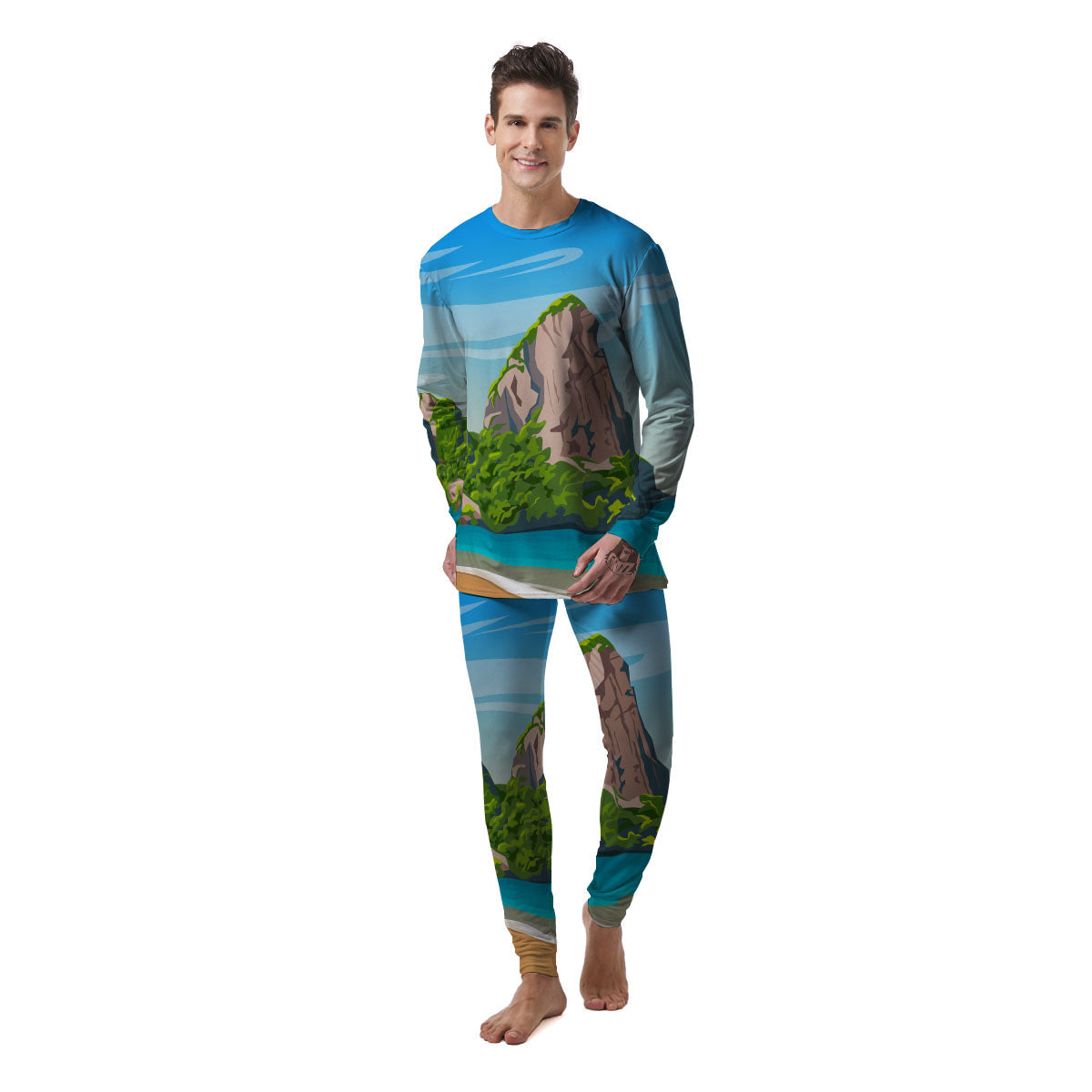 Phuket Thailand Cartoon Print Men's Pajamas-grizzshop