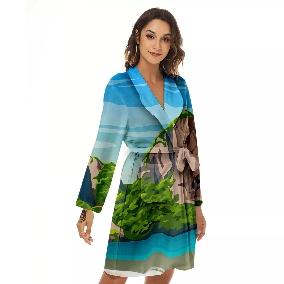 Phuket Thailand Cartoon Print Women's Robe-grizzshop