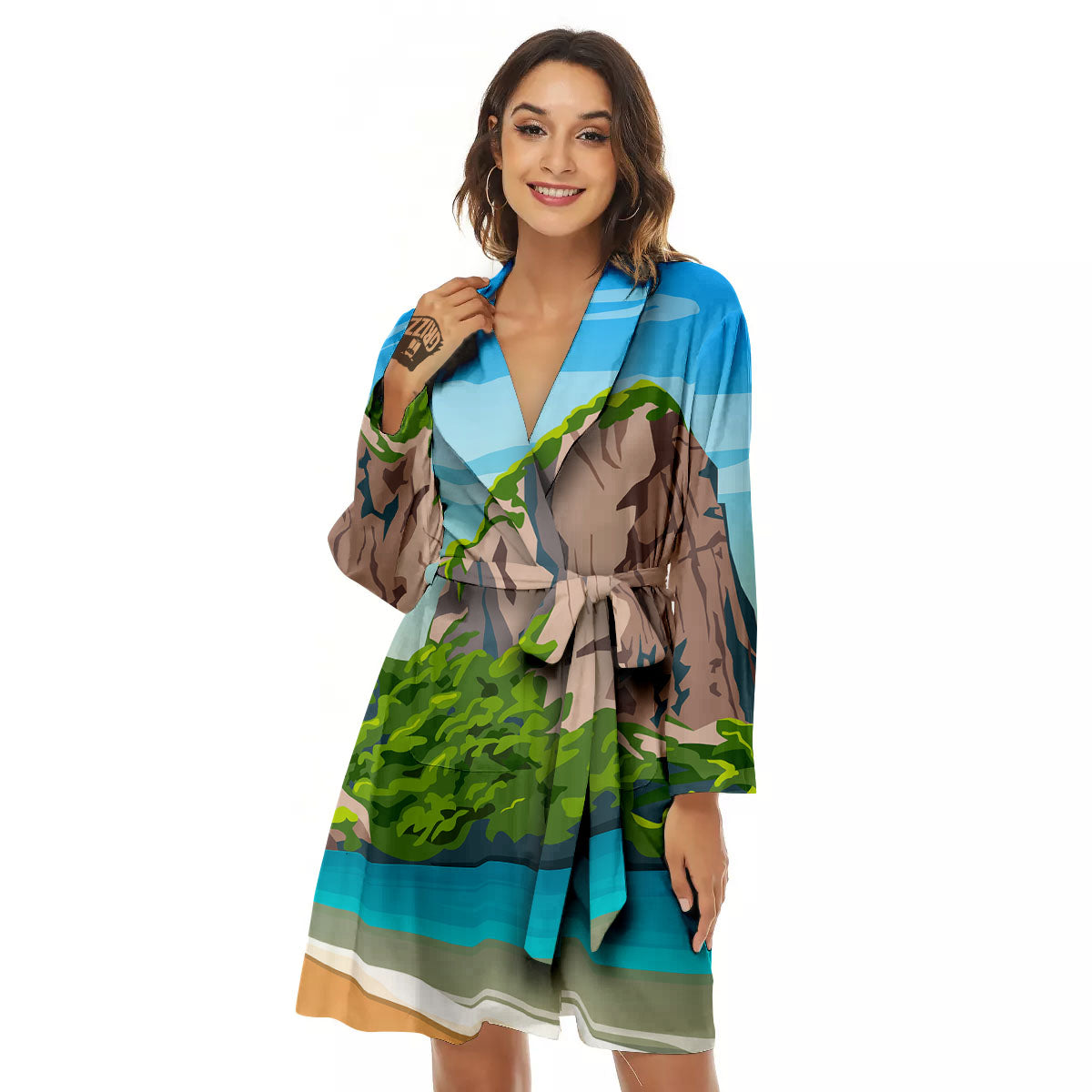 Phuket Thailand Cartoon Print Women's Robe-grizzshop