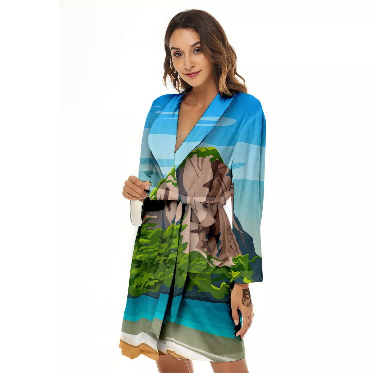 Phuket Thailand Cartoon Print Women's Robe-grizzshop