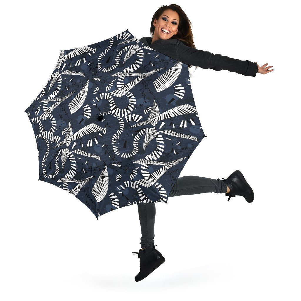 Piano Black Pattern Print Automatic Foldable Umbrella-grizzshop
