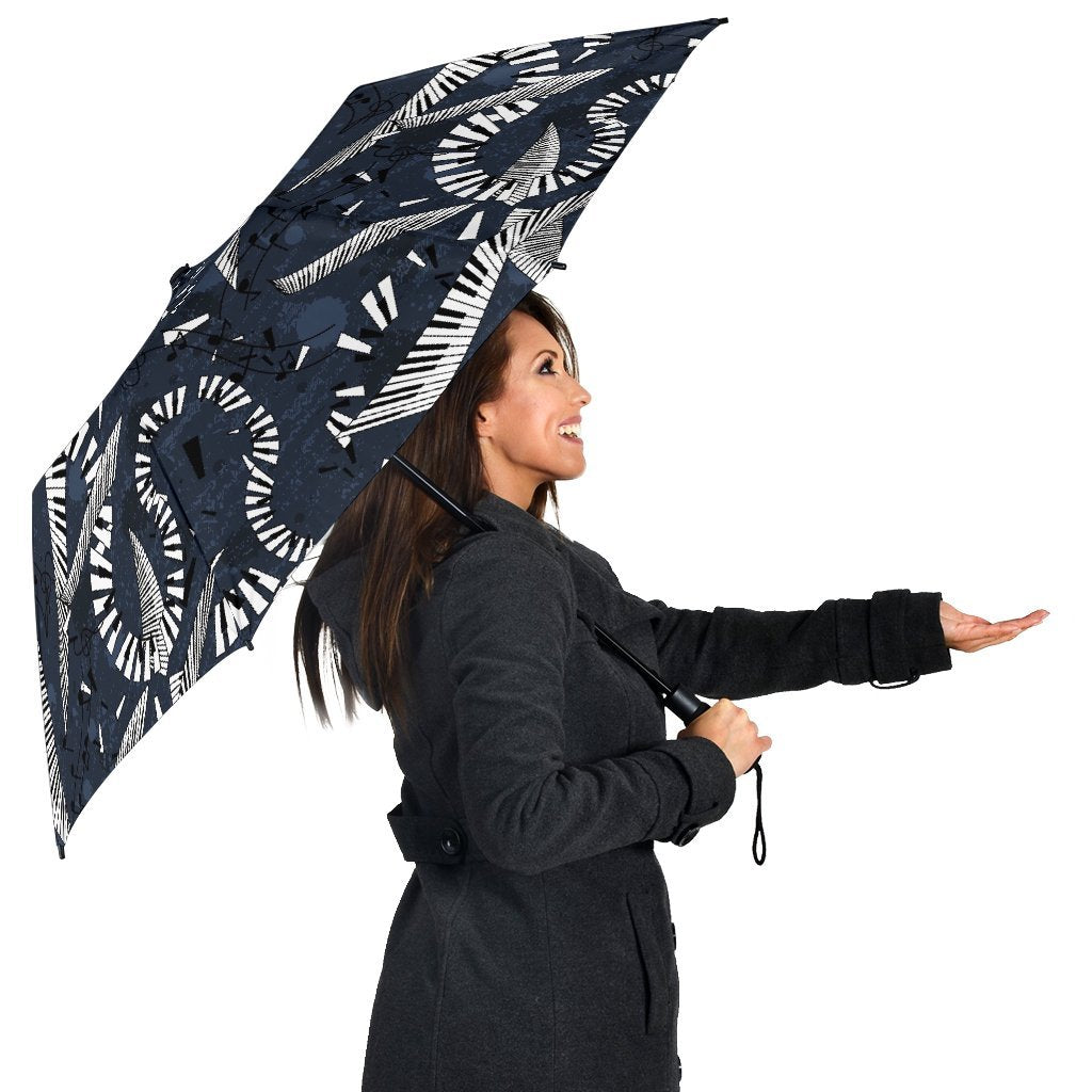 Piano Black Pattern Print Automatic Foldable Umbrella-grizzshop