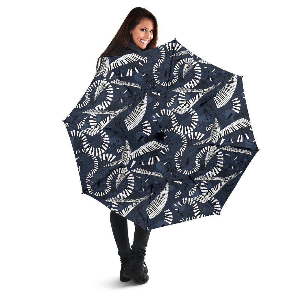 Piano Black Pattern Print Automatic Foldable Umbrella-grizzshop