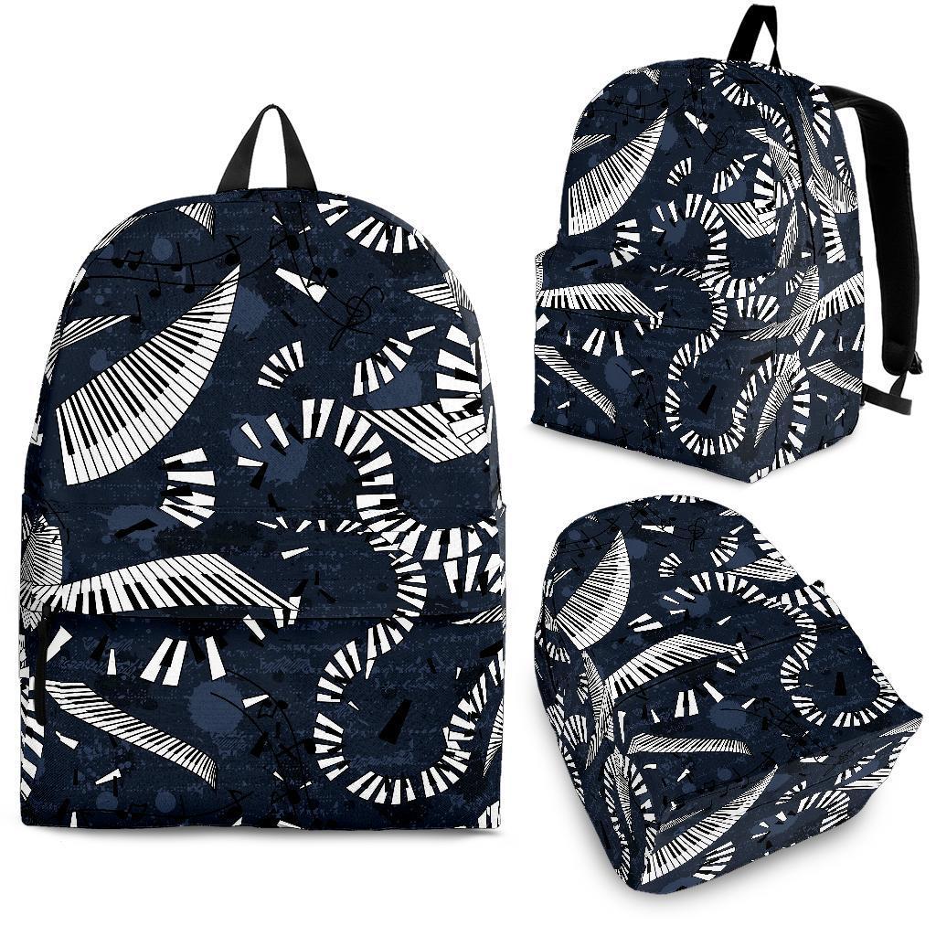 Piano Black Pattern Print Backpack-grizzshop