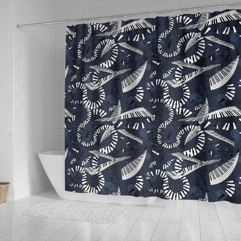 Piano Black Pattern Print Bathroom Shower Curtain-grizzshop