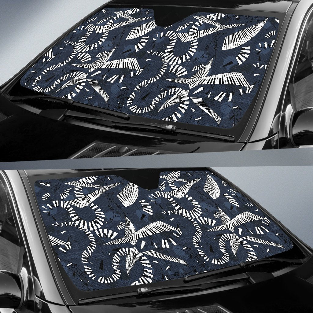 Piano Black Pattern Print Car Sun Shade-grizzshop