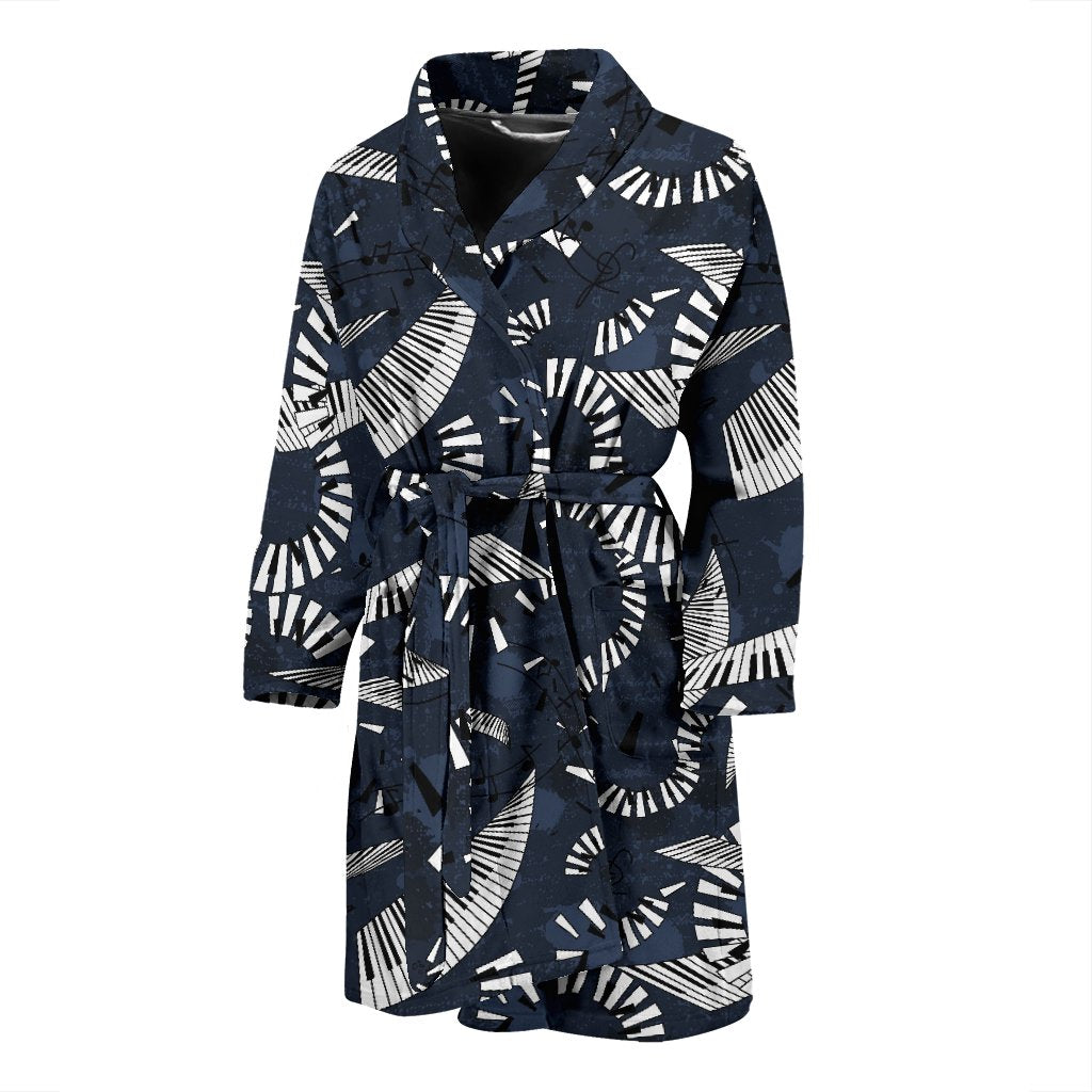 Piano Black Pattern Print Men Long Robe-grizzshop
