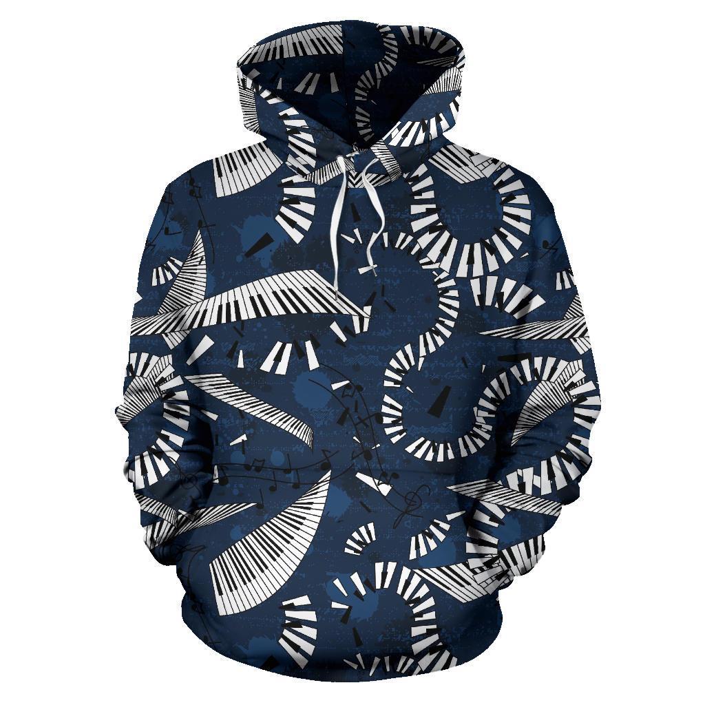 Piano Black Pattern Print Men Women Pullover Hoodie-grizzshop