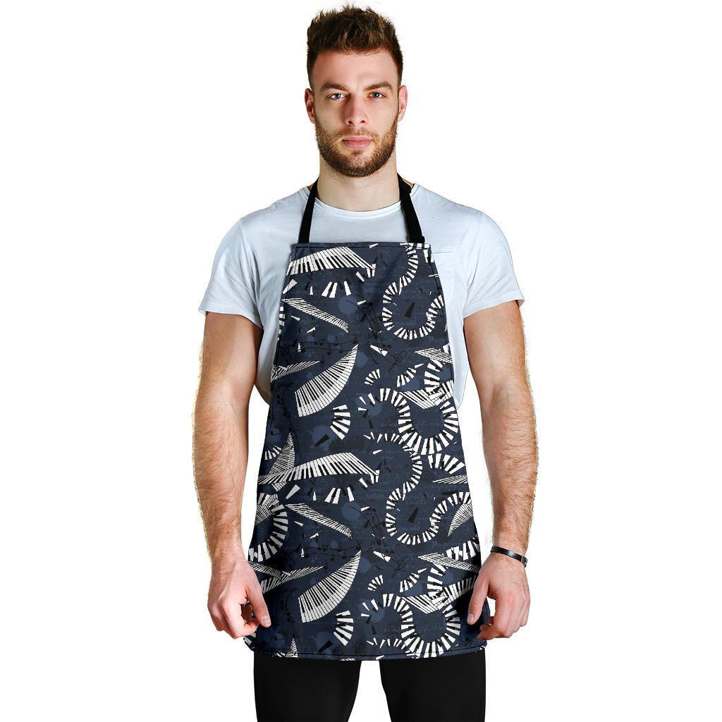 Piano Black Pattern Print Men's Apron-grizzshop