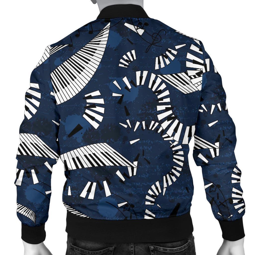 Piano Black Pattern Print Men's Bomber Jacket-grizzshop