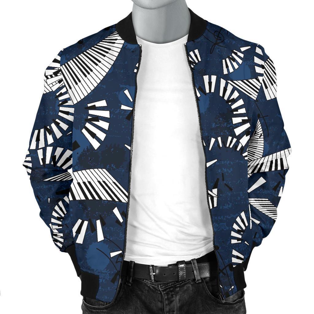 Piano Black Pattern Print Men's Bomber Jacket-grizzshop