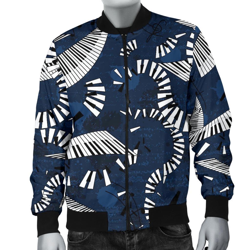 Piano Black Pattern Print Men's Bomber Jacket-grizzshop