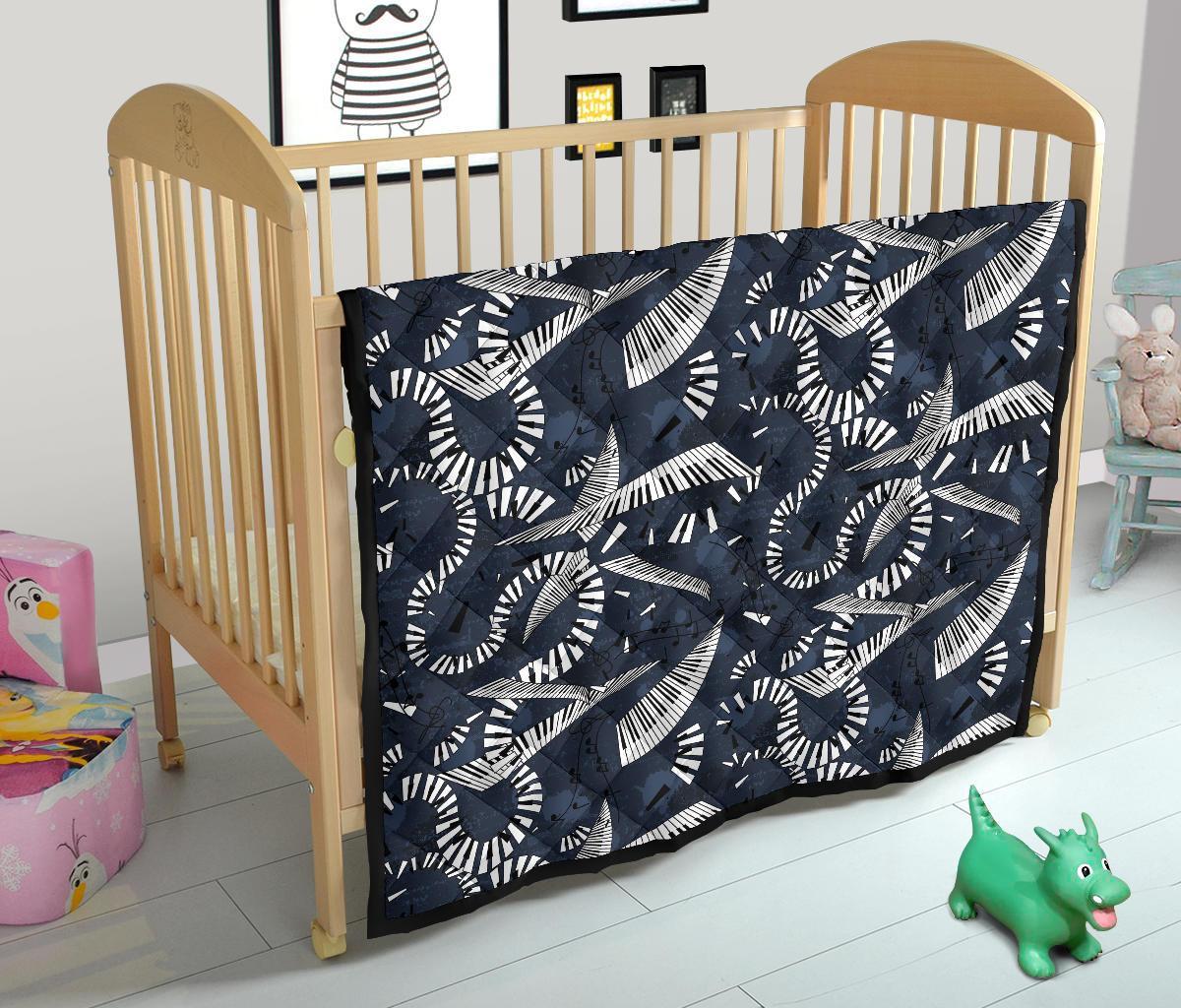 Piano Black Pattern Print Quilt-grizzshop