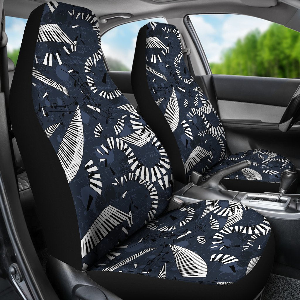 Piano Black Pattern Print Universal Fit Car Seat Covers-grizzshop