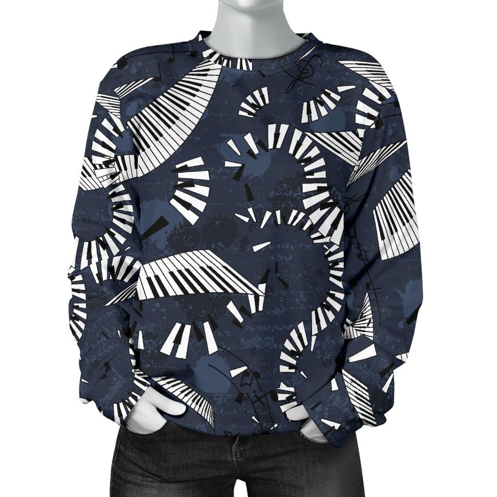 Piano Black Pattern Print Women's Sweatshirt-grizzshop