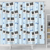 Piano Blue Pattern Print Bathroom Shower Curtain-grizzshop