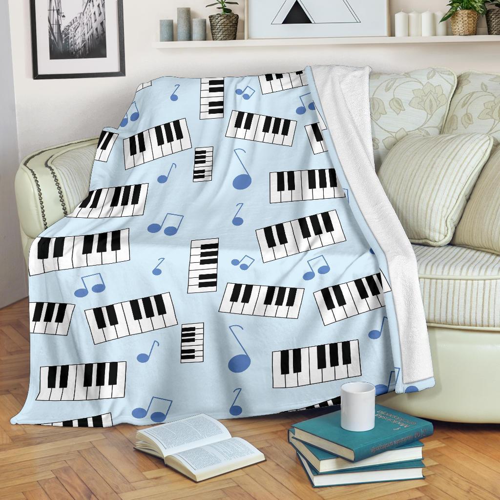 Piano Blue Pattern Print Blanket-grizzshop