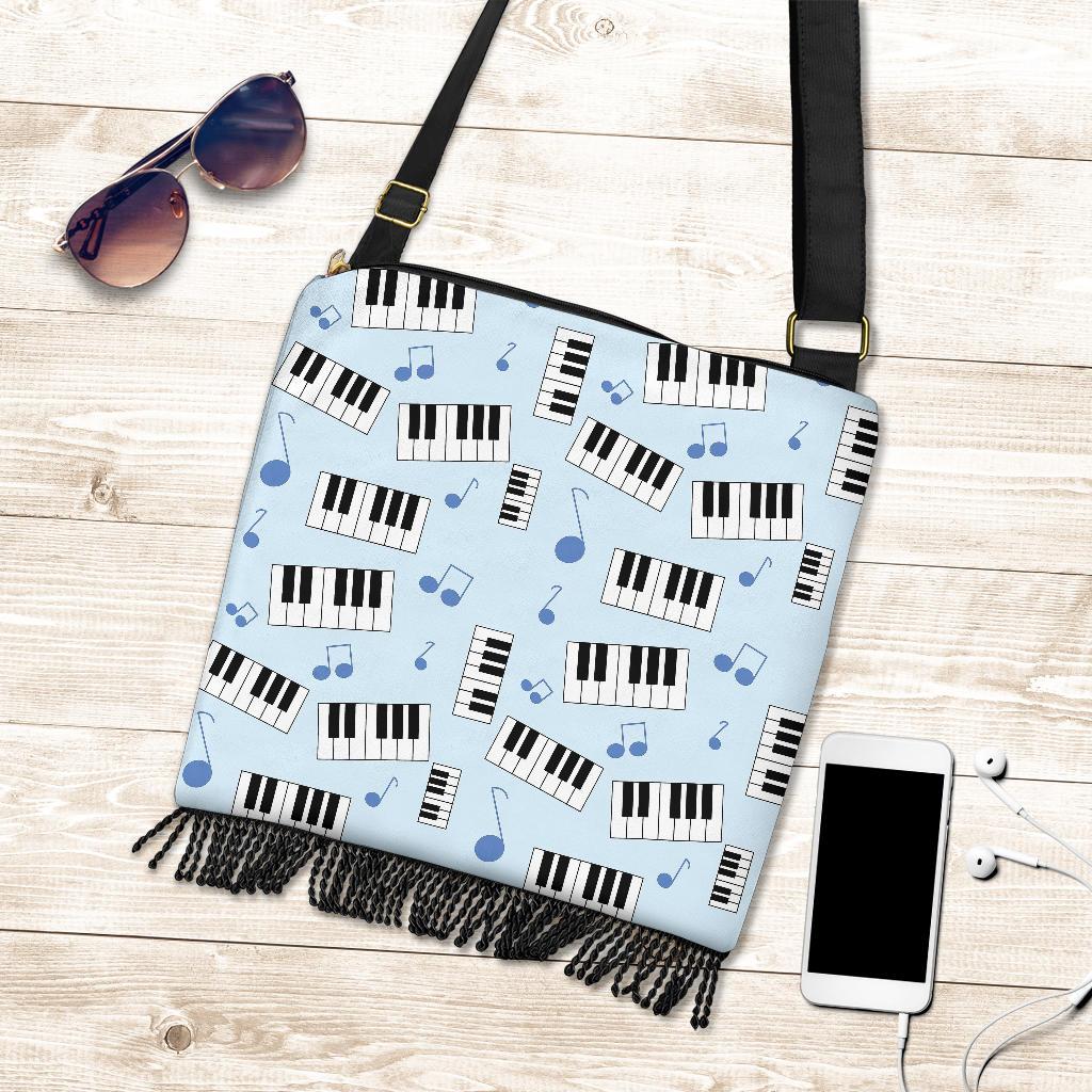 Piano Blue Pattern Print Crossbody bags-grizzshop