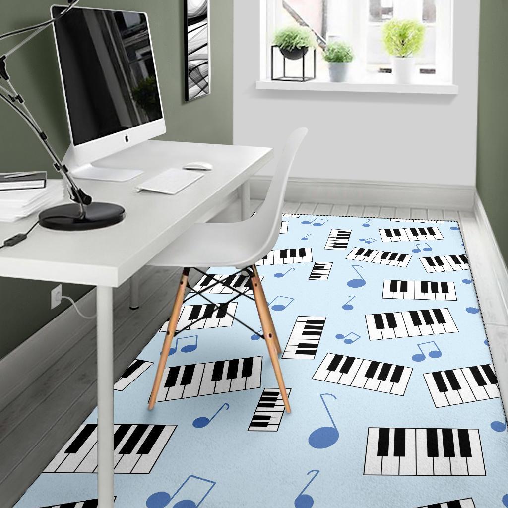 Piano Blue Pattern Print Floor Mat-grizzshop