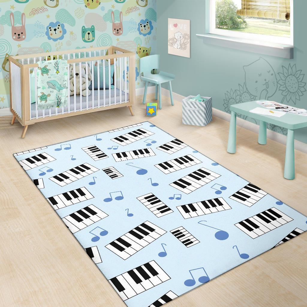 Piano Blue Pattern Print Floor Mat-grizzshop