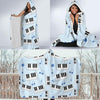 Piano Blue Pattern Print Hooded Blanket-grizzshop