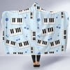 Piano Blue Pattern Print Hooded Blanket-grizzshop