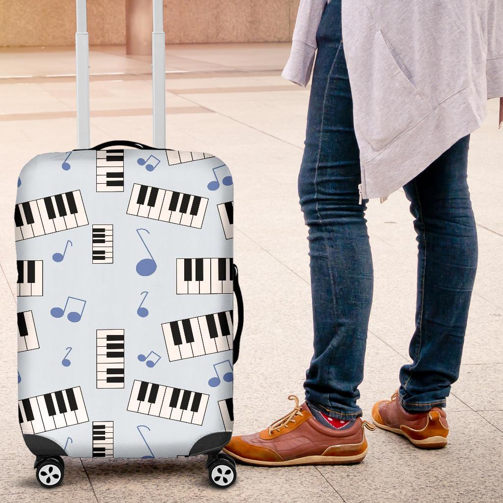 Piano Blue Pattern Print Luggage Cover Protector-grizzshop