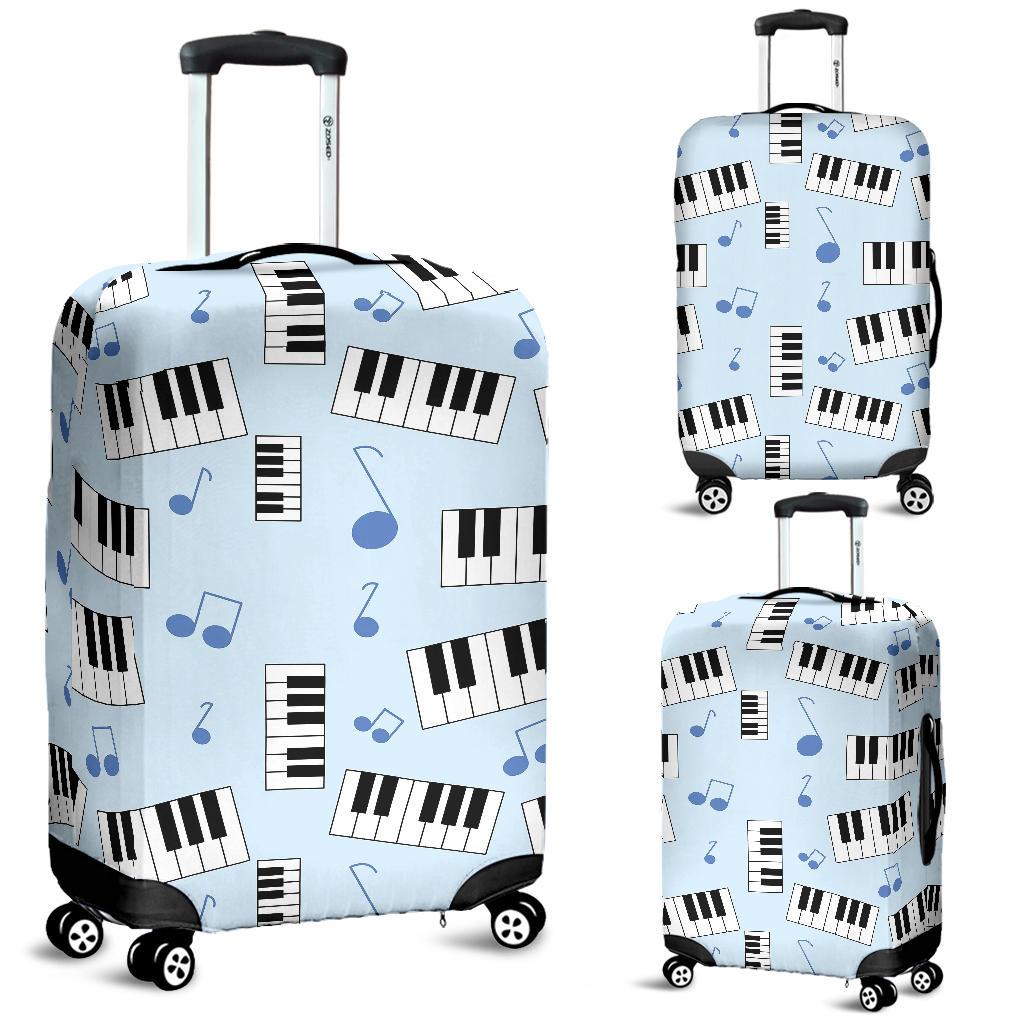 Piano Blue Pattern Print Luggage Cover Protector-grizzshop