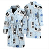 Piano Blue Pattern Print Men Long Robe-grizzshop