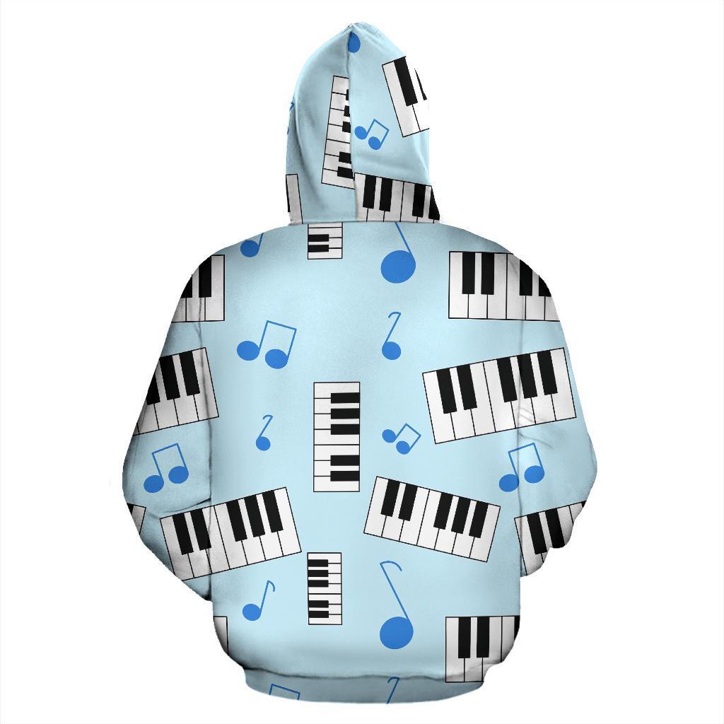 Piano Blue Pattern Print Men Women Pullover Hoodie-grizzshop