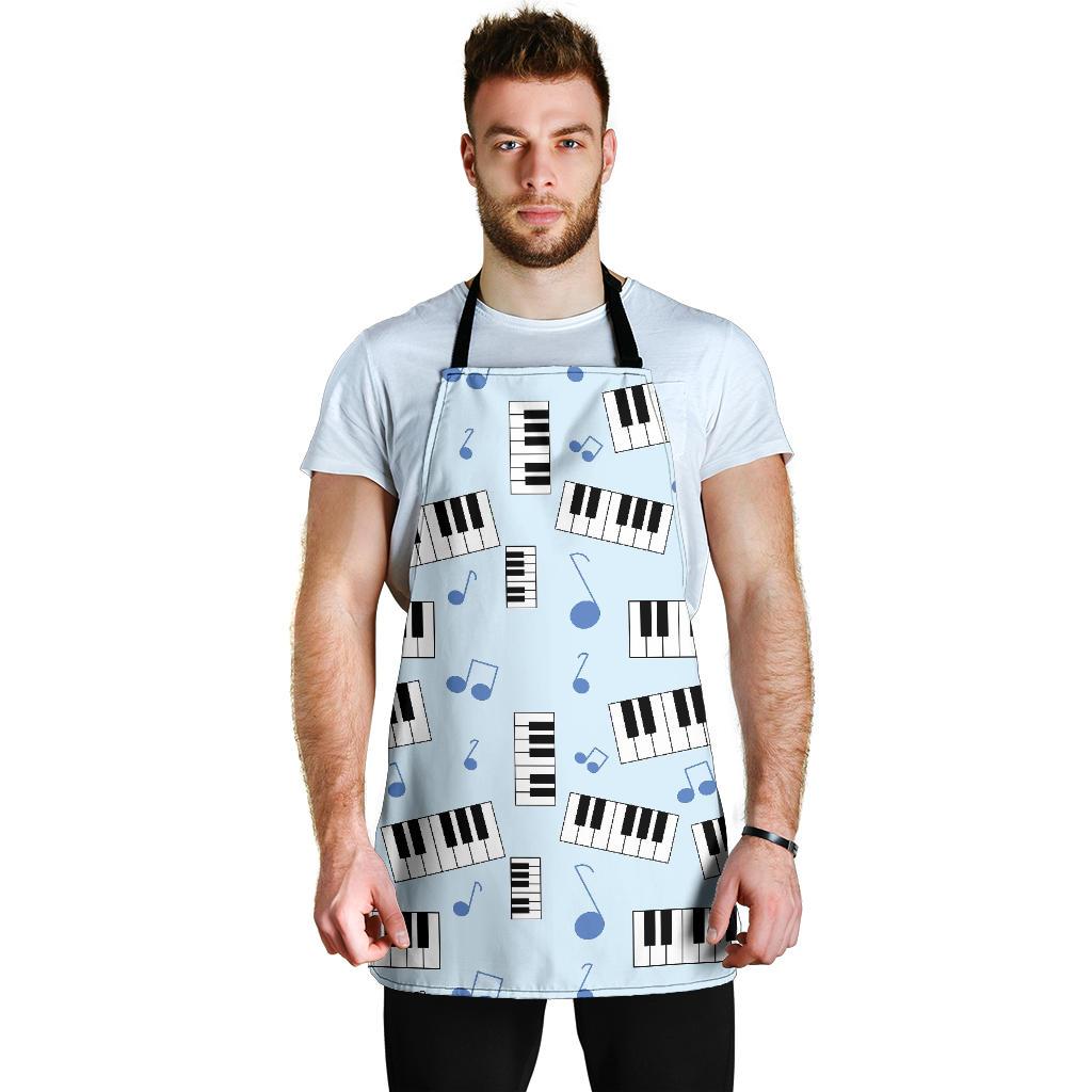 Piano Blue Pattern Print Men's Apron-grizzshop