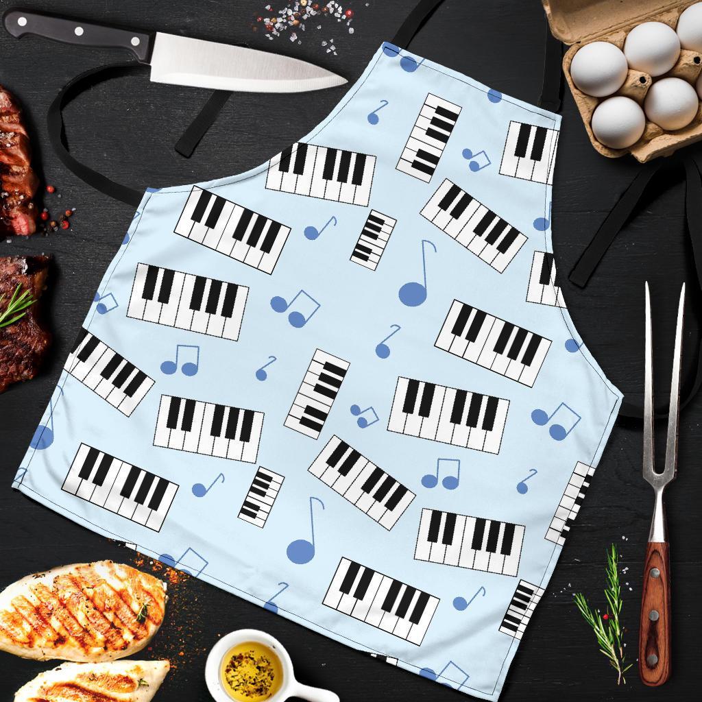 Piano Blue Pattern Print Men's Apron-grizzshop