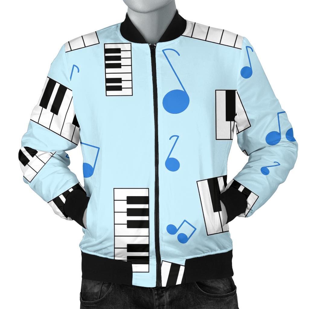 Piano Blue Pattern Print Men's Bomber Jacket-grizzshop