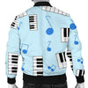 Piano Blue Pattern Print Men's Bomber Jacket-grizzshop