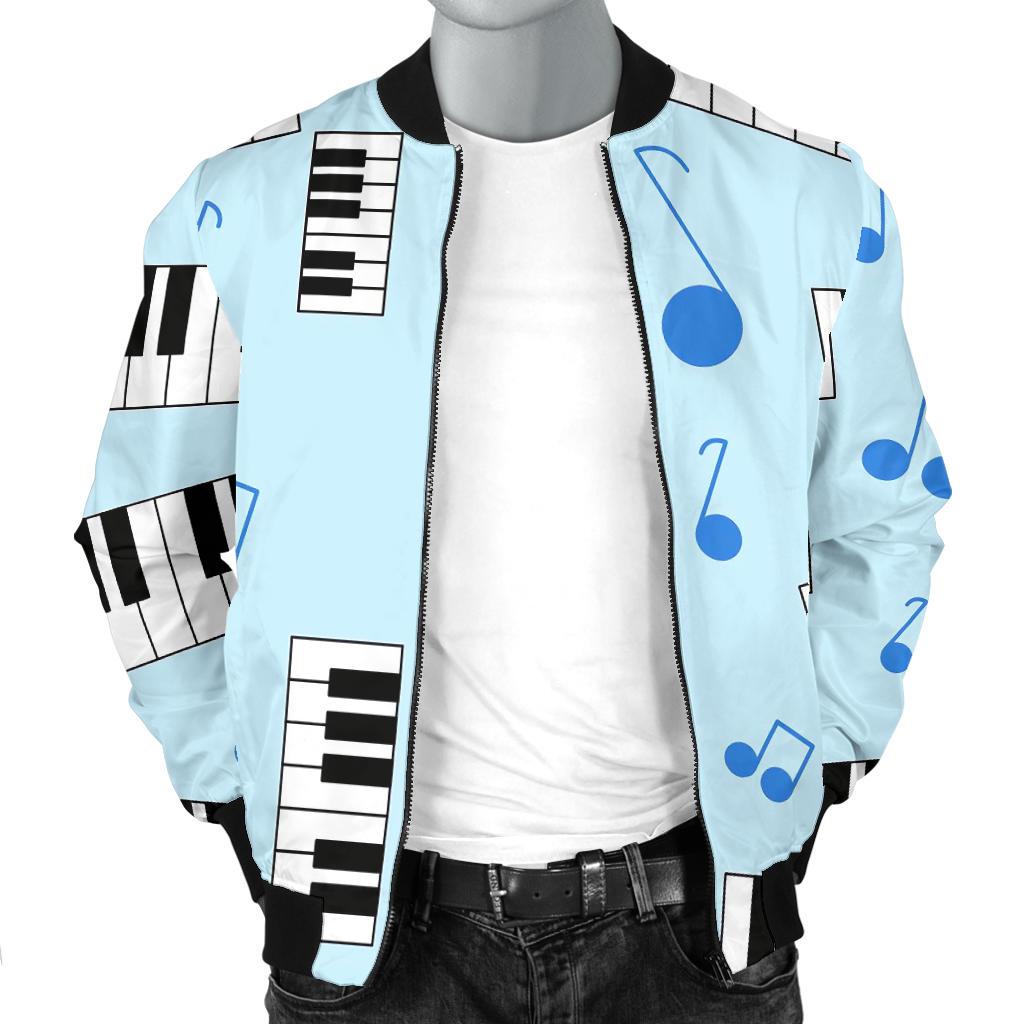 Piano Blue Pattern Print Men's Bomber Jacket-grizzshop