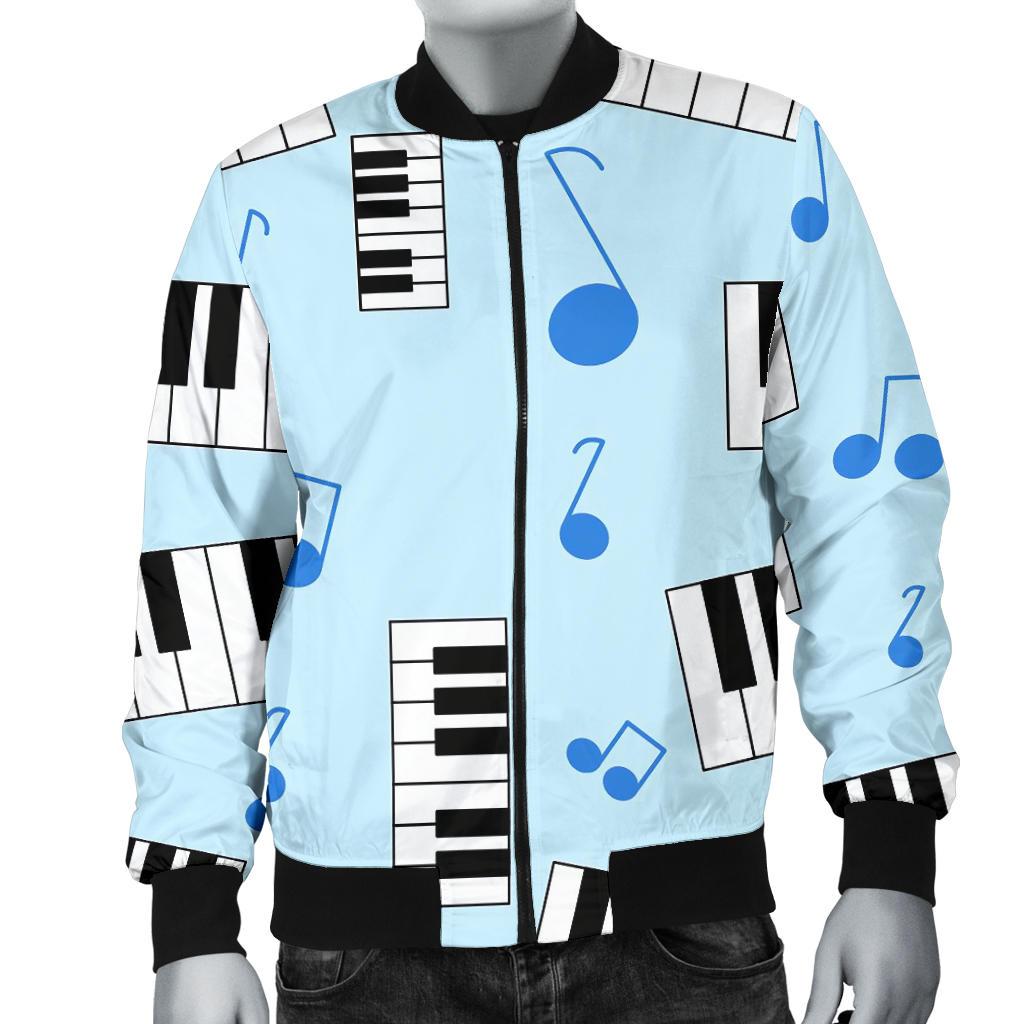 Piano Blue Pattern Print Men's Bomber Jacket-grizzshop