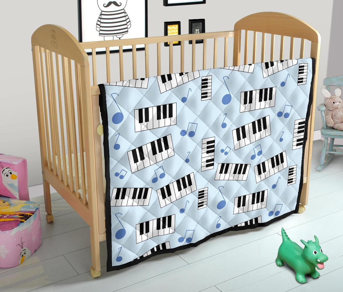 Piano Blue Pattern Print Quilt-grizzshop