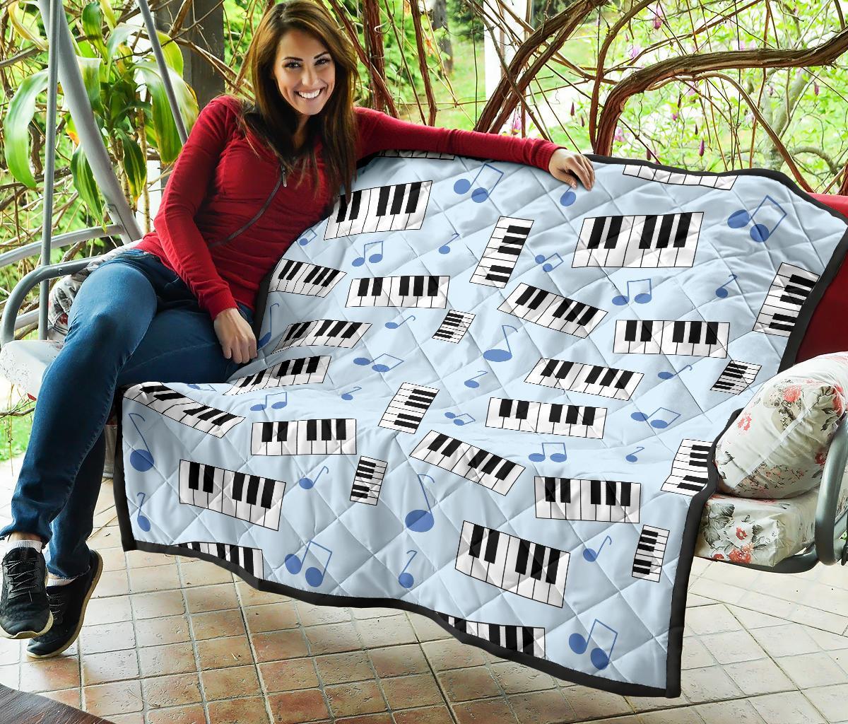 Piano Blue Pattern Print Quilt-grizzshop