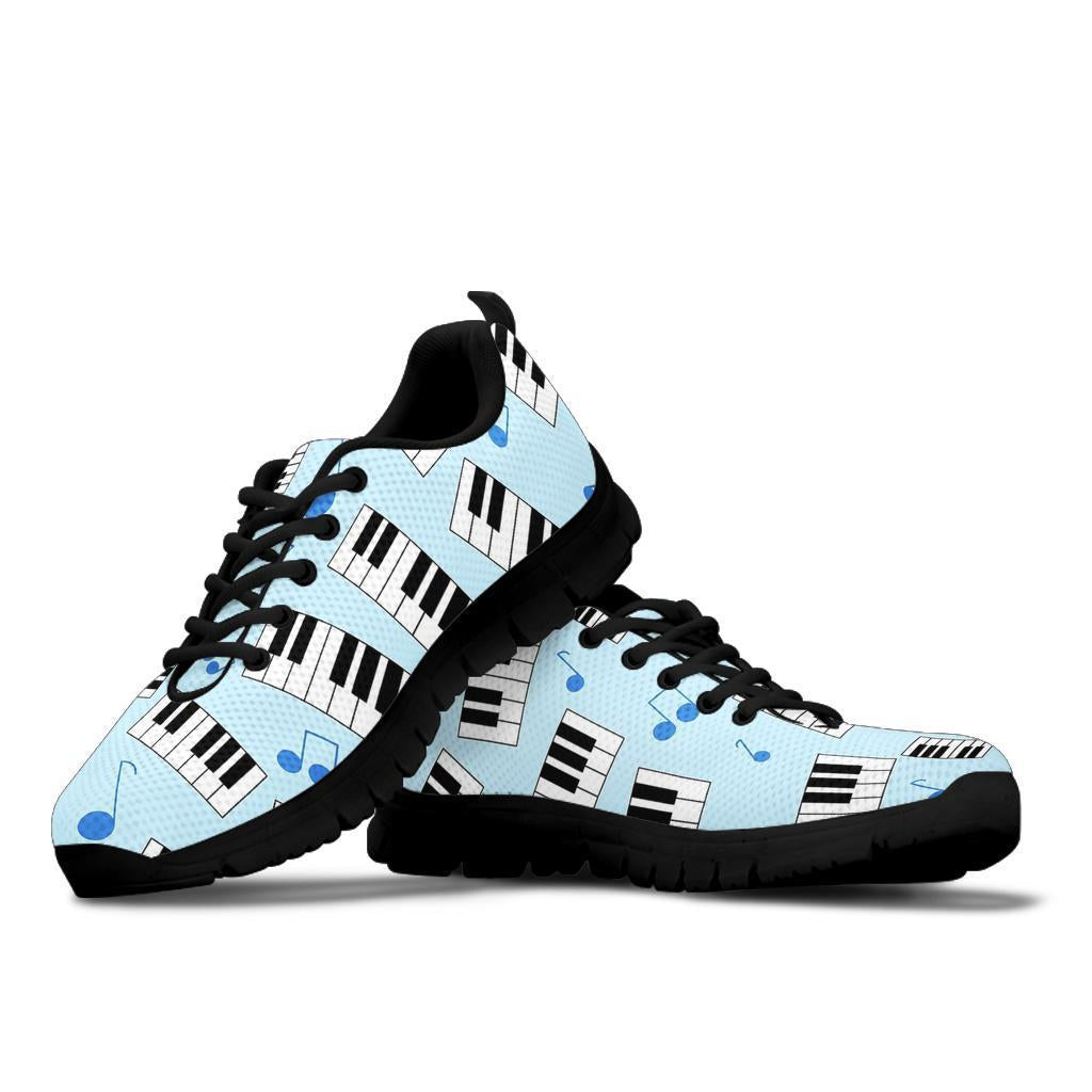 Piano Blue Pattern Print Sneaker Shoes For Men Women-grizzshop