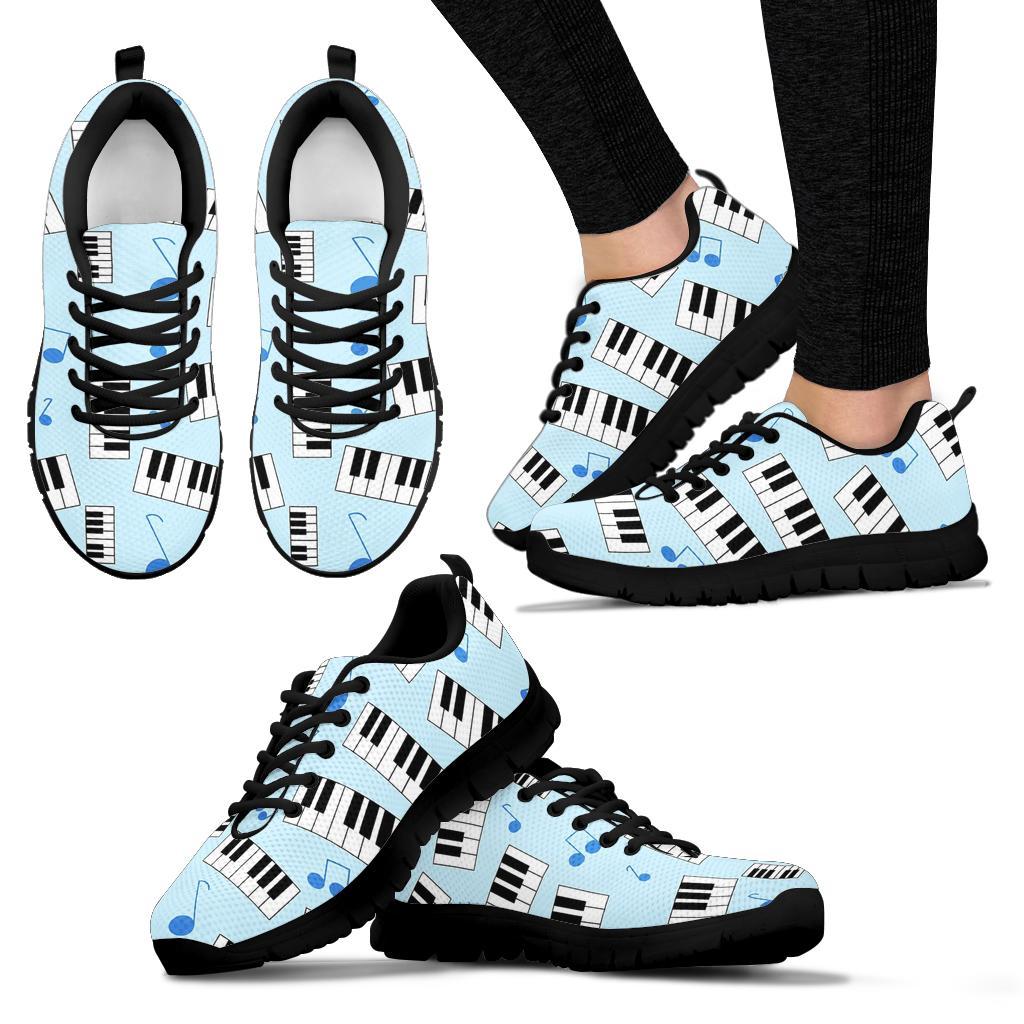 Piano Blue Pattern Print Sneaker Shoes For Men Women-grizzshop