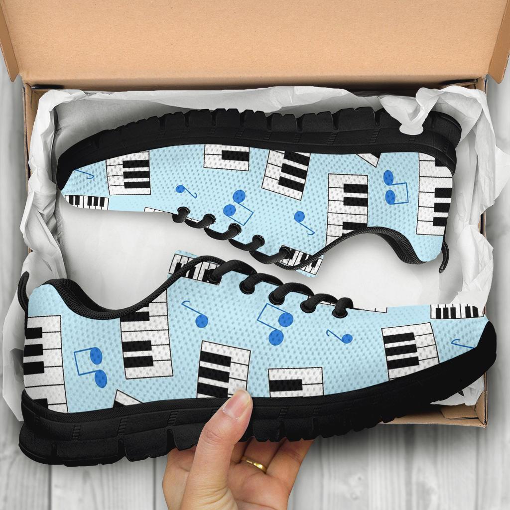 Piano Blue Pattern Print Sneaker Shoes For Men Women-grizzshop