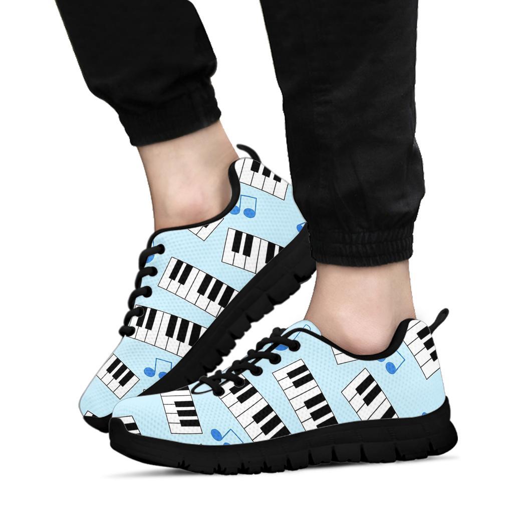 Piano Blue Pattern Print Sneaker Shoes For Men Women-grizzshop